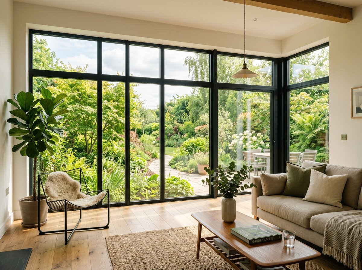 Bright new energy-efficient windows in a modern living room